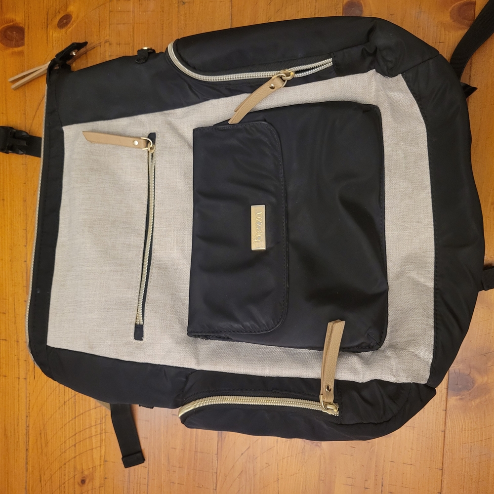 Black and Tan Diaper Bag Backpack